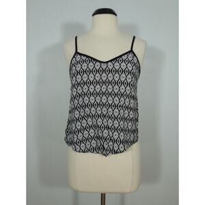 XHILARATION Crop Top L LARGE Juniors Printed Black White